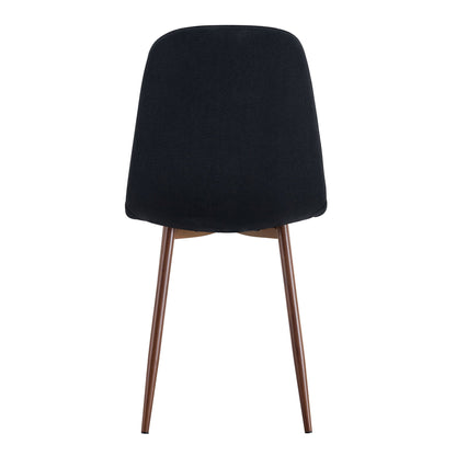 Luxury Simple Chair (Set of 4) Linen Cotton High Resilience Dining Chair With Metal Color Leg - Black / Walnut