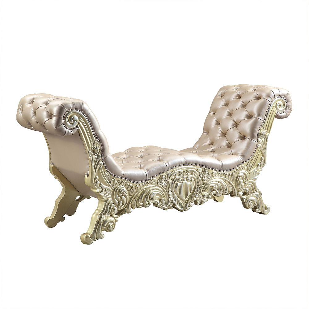 Vatican - Bench - Synthetic Leather, Light Gold & Champagne Silver