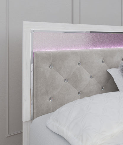 Altyra - King Panel Bed With Upholstered Headboard - White