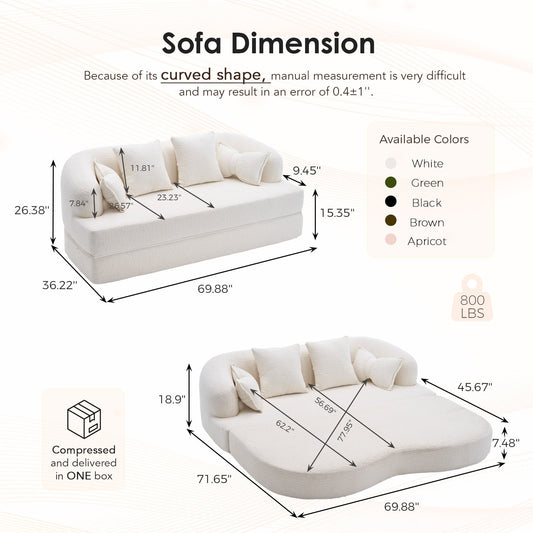 2-in-1 Foldable Sofa Bed with 4 Pillows