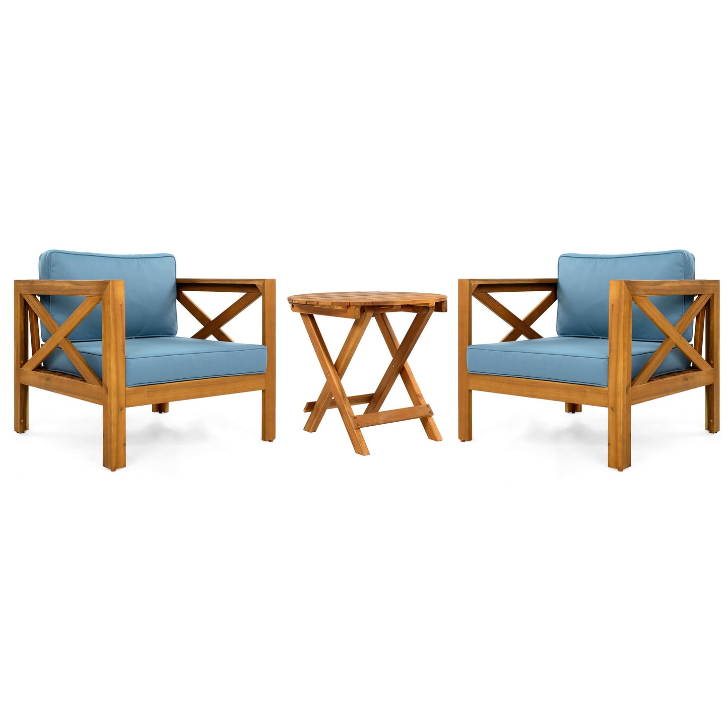 Patio Conversation Set, Outdoor Wood Conversation Seat (Set of 2)
