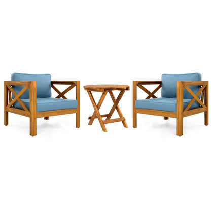 Patio Conversation Set, Outdoor Wood Conversation Seat (Set of 2)