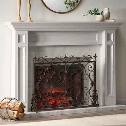 Darcie Wrought Iron Fireplace Screen Ornate Design