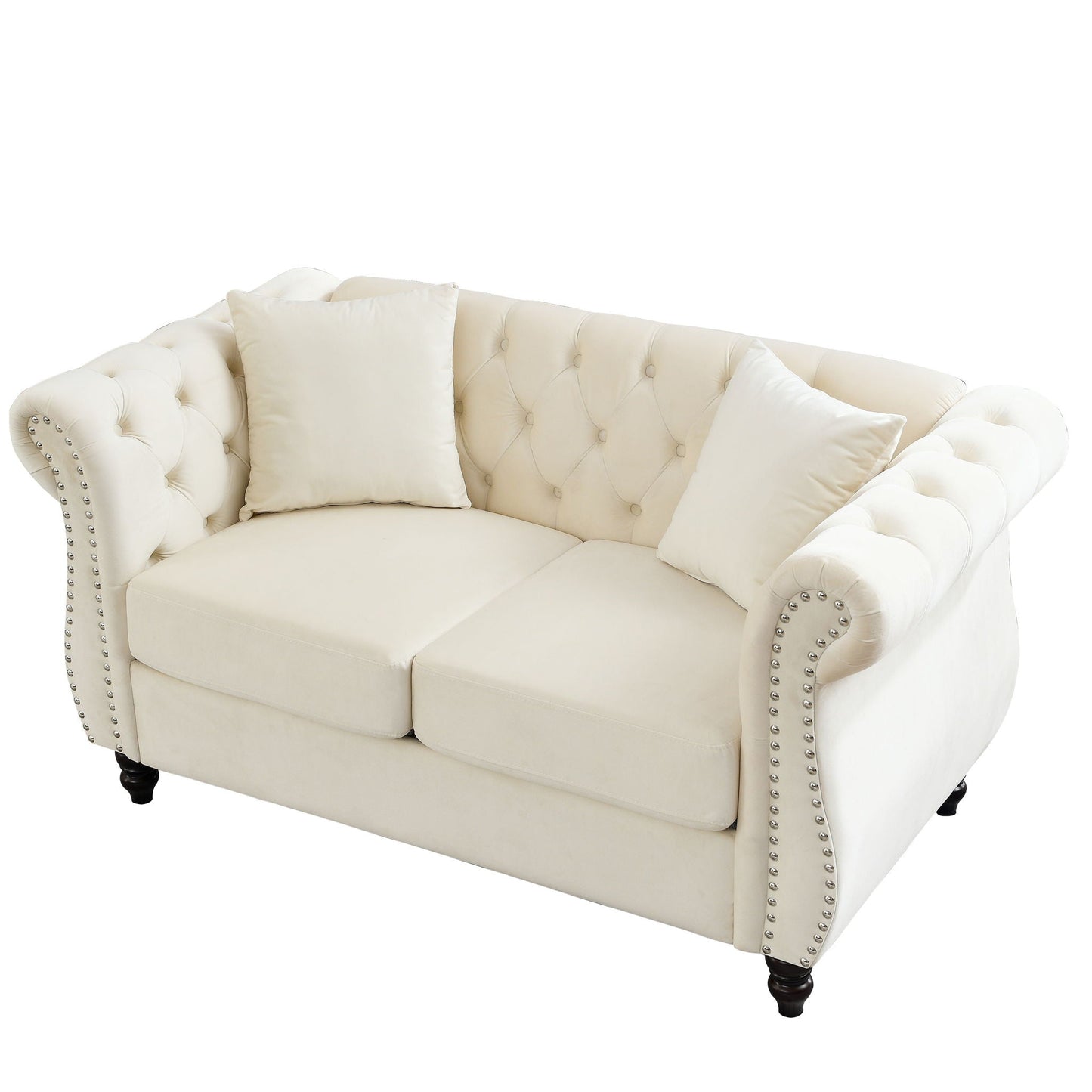 Chesterfield Sofa With Rolled Arms And Nailhead Trim