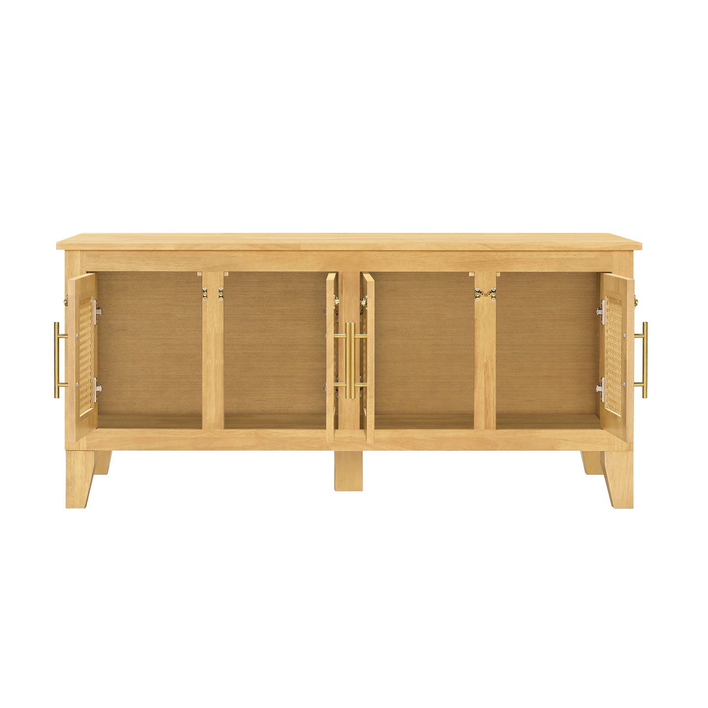 Lars Indoor Rattan Decorated Rubber Wood Dog Crate Cabinet