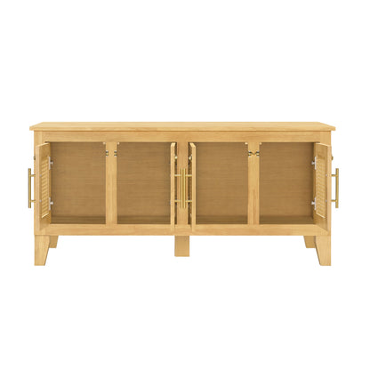 Lars Indoor Rattan Decorated Rubber Wood Dog Crate Cabinet