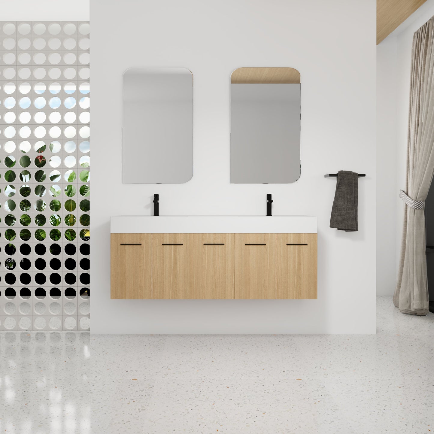 60" Floating Double Sink Bathroom Vanity with Extra-Large Storage