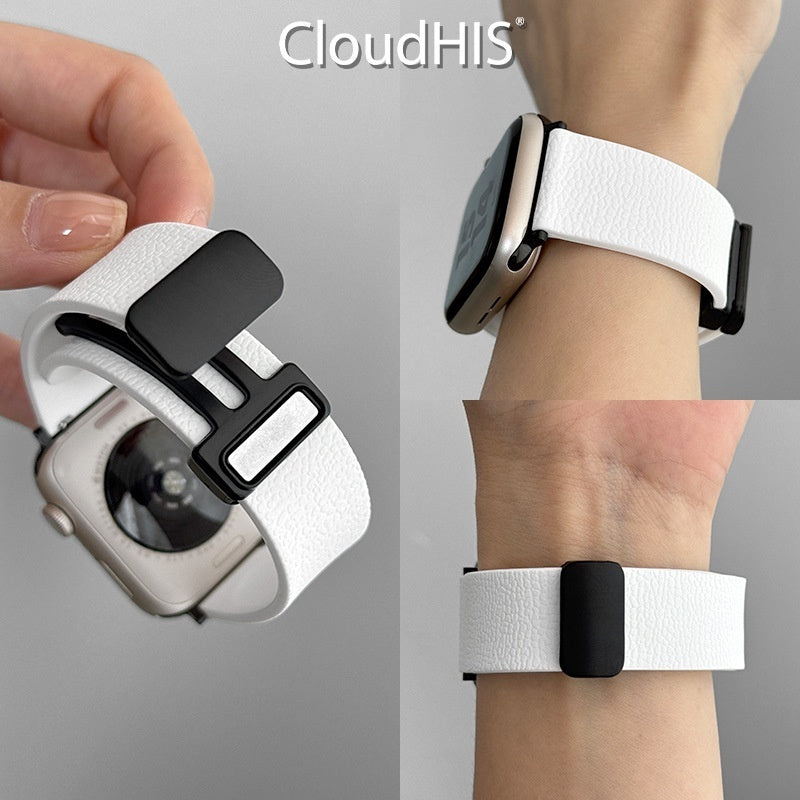 Lychee-pattern Silicone Magnetic Sports Watch Strap