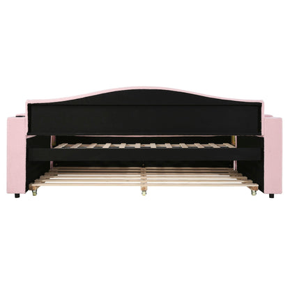 Upholstered Daybed With Storage Armrests, Trundle And Latest Integrated tooth Audio System