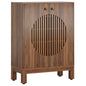 5 Tier Shoe Cabinet With Round Louvered Doors, Storage Organizer - Brown
