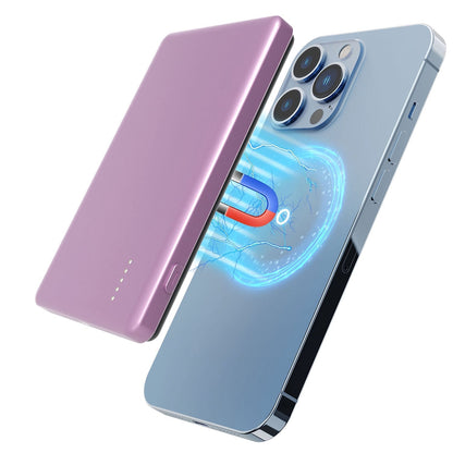2 In 1 5000mAh 8MM Slim MagSafe Wireless Power Bank PD20W Magnetic Fast Charger Portable Phone Charger Fit for IOS Phone 15 14 13 12 Series And More