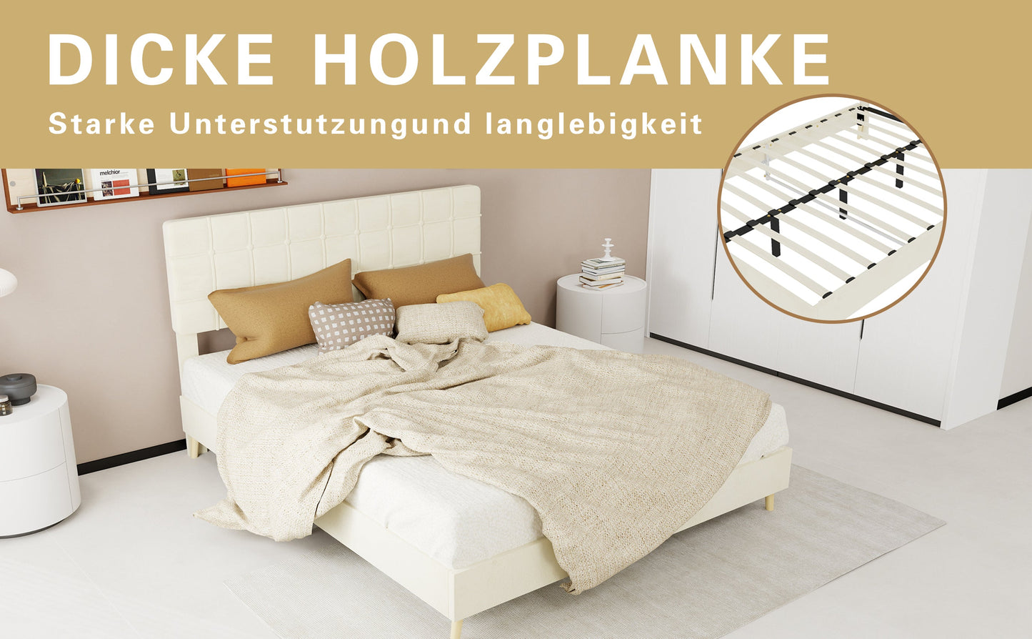 Modern Upholstered Bed Frame – Premium Holland Velvet Fabric