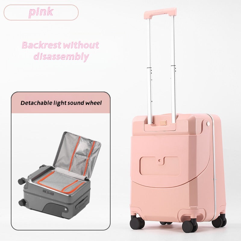 Children's Travel Luggage, Children's Seat Travel Luggage, 20 Inch Foldable Seat With Backrest. Computer Case With USB Port And 360 Degree Rotating Wheel. Hard Shell Luggage