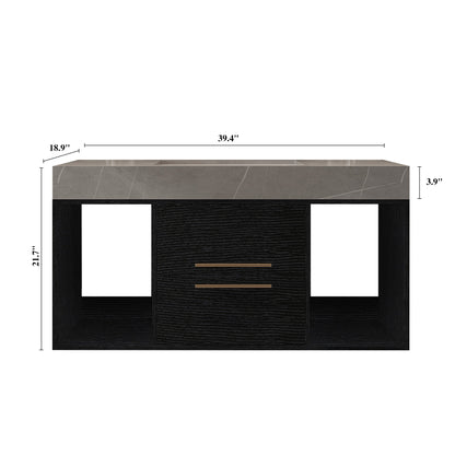 39.4 Inches Single Contemporary Floating Bathroom Vanity