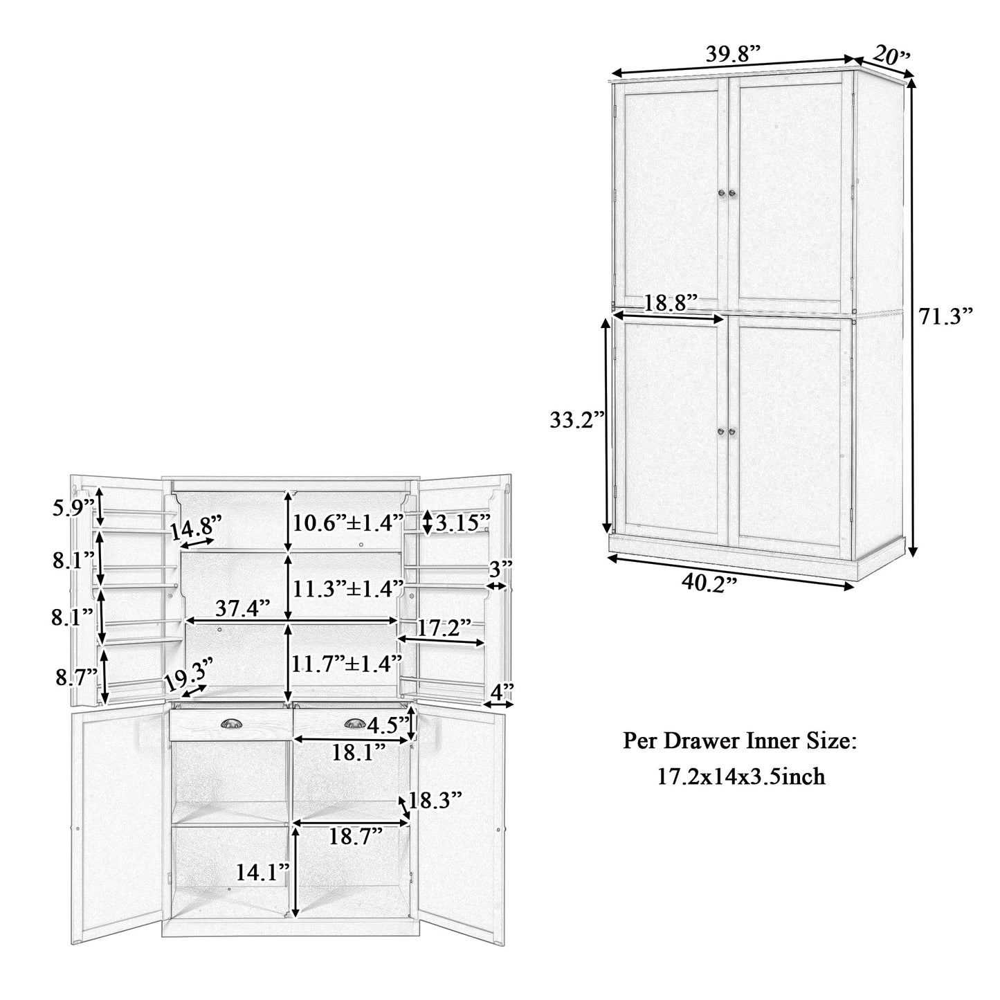 TOPMAX Large Freestanding Kitchen Pantry Storage Cabinet