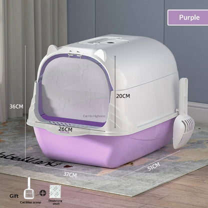 Extra-Large Enclosed Cat Litter Box, Splash-Proof With Detachable Lift-Top Lid