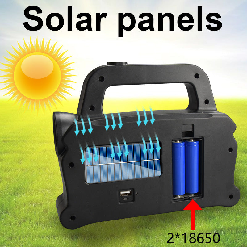 Long-range Projection Light COB Portable Searchlight Solar USB Charging