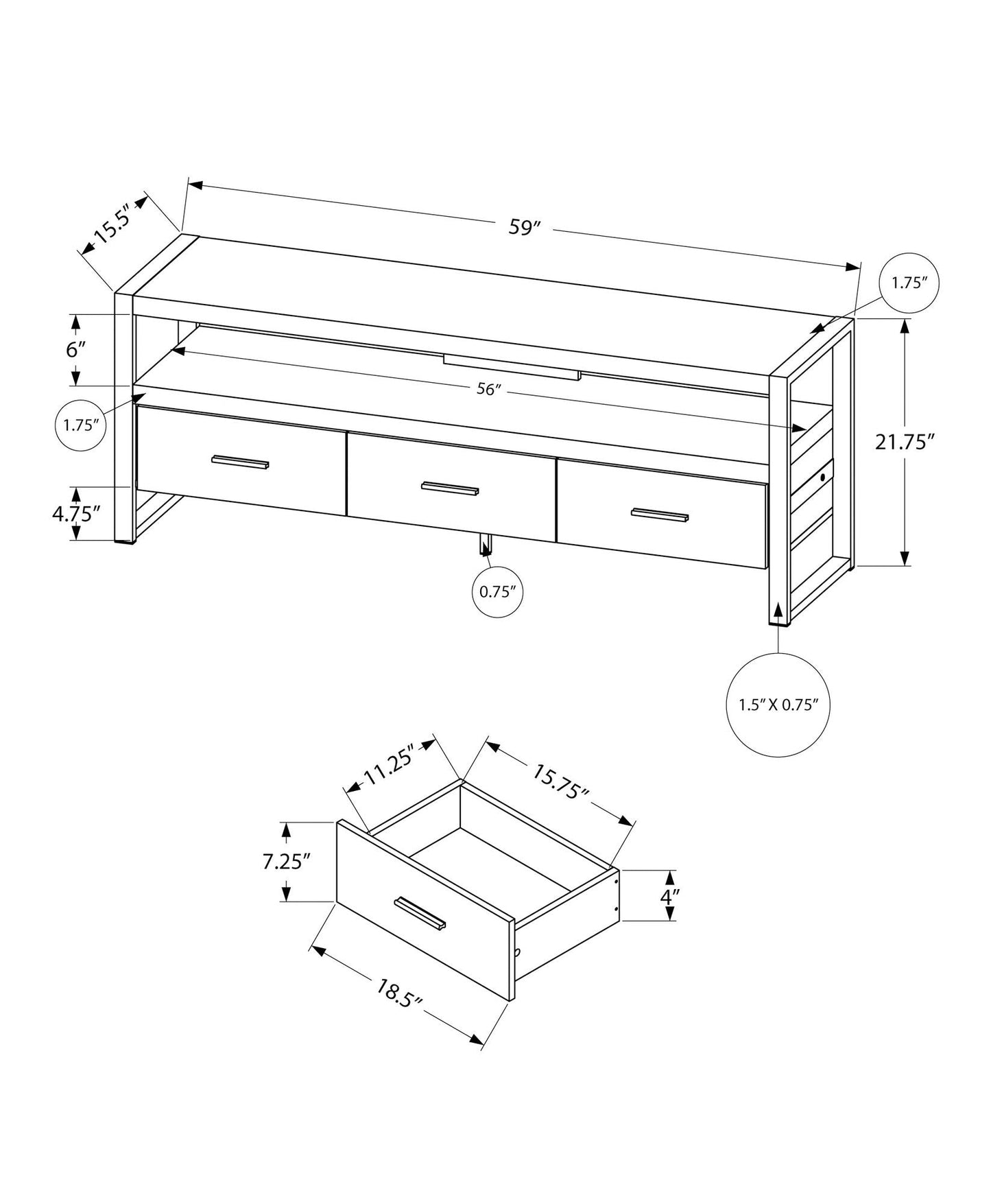 TV Stand Console Media Entertainment Center with Storage Drawers