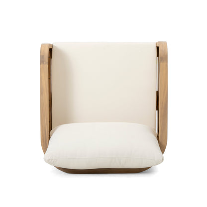 Set of 2 Outdoor Acacia Wood Patio Club Chairs