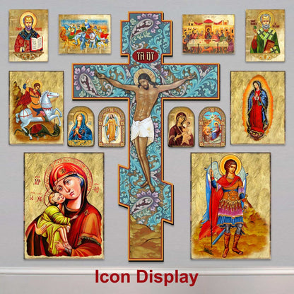 Saint Panteleimon Wooden Gold Plated Religious Orthodox Sacred Icon - Inspirational Icon Decor - 85023