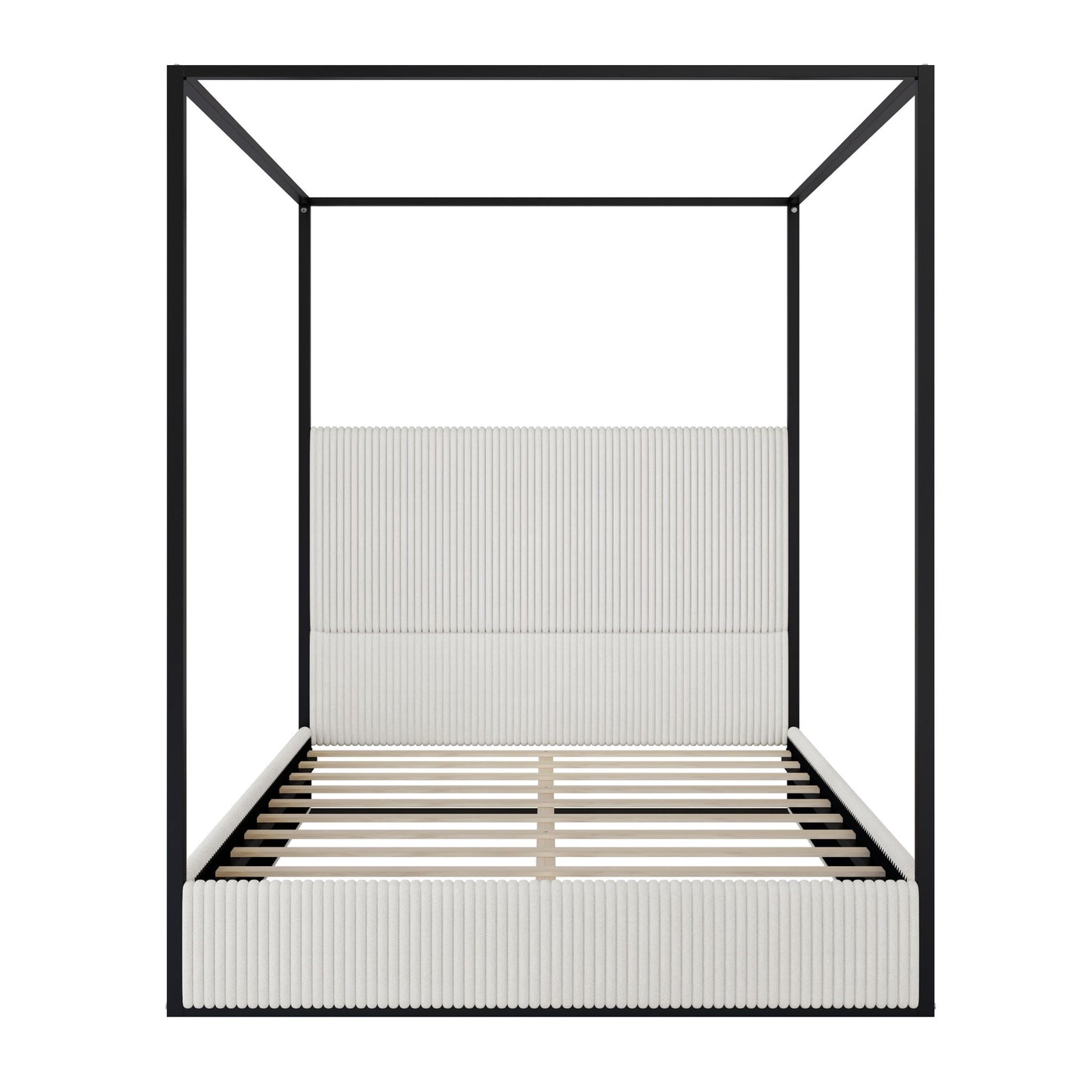 Canopy Bed With Tall Upholstered Headboard And 4 Poster