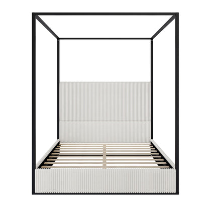Canopy Bed With Tall Upholstered Headboard And 4 Poster
