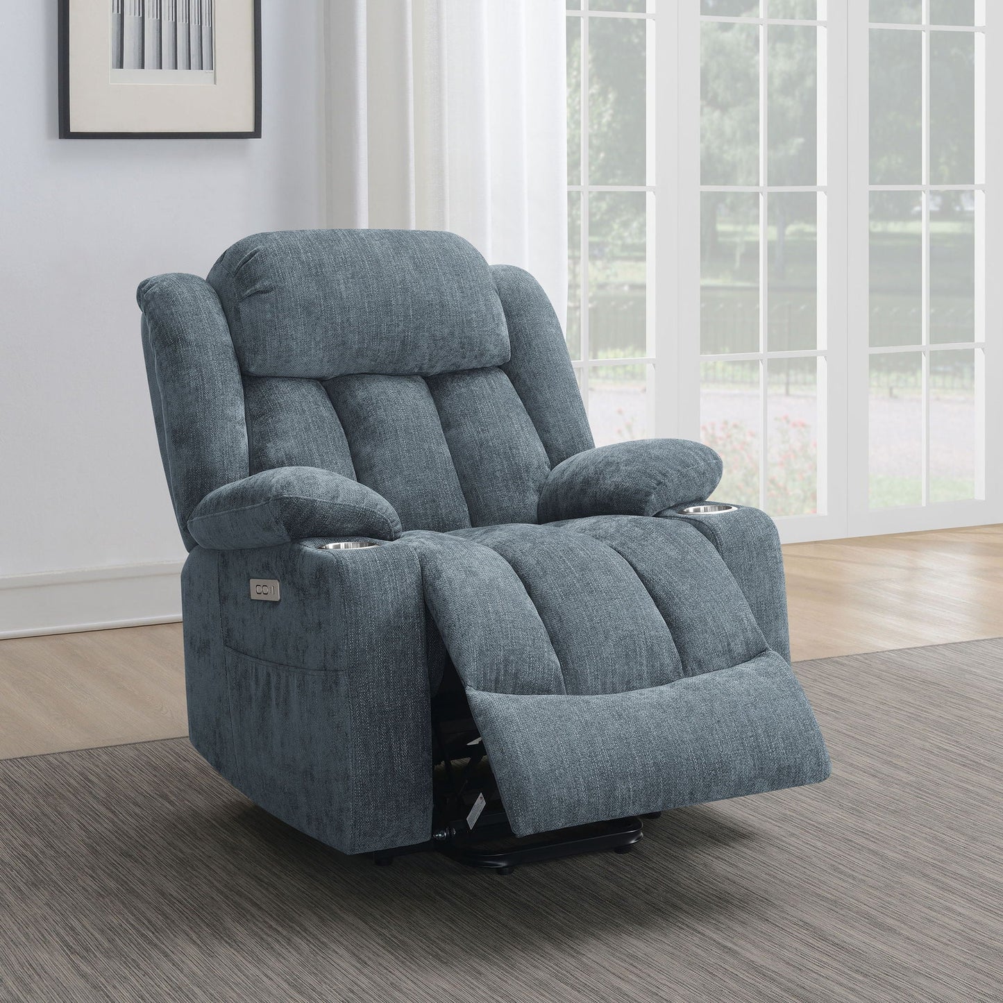 Beca - Upholstered Power Lift Recliner With Cupholders And USB Charging