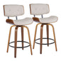 Lombardi - Mid-Century Modern Fixed Height Counter Stool With Swivel With Round Footrest (Set of 2)