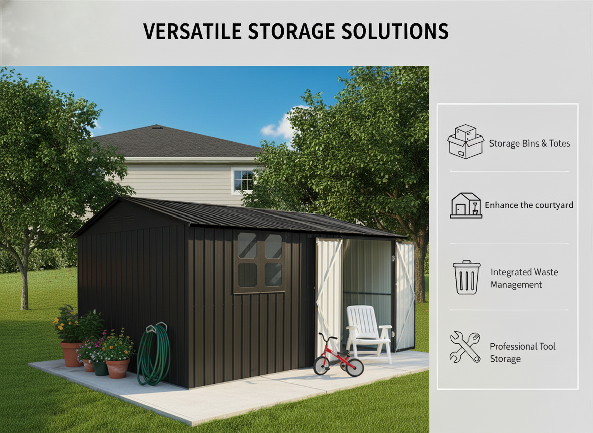 12x10 ft Metal Garden Shed Outdoor Storage