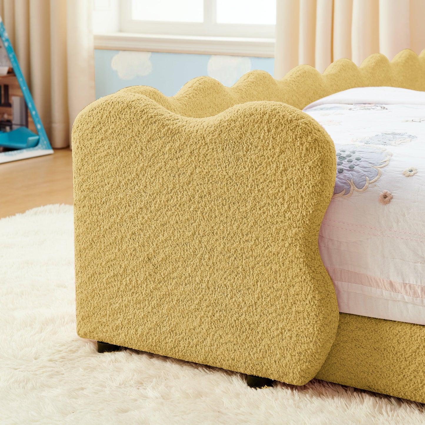Twin Size Dinosaur-Shaped Kids Bed with Safety Guardrails