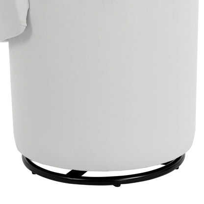 Barrel Chair With Built In Storage, 360° Swivel - Beige