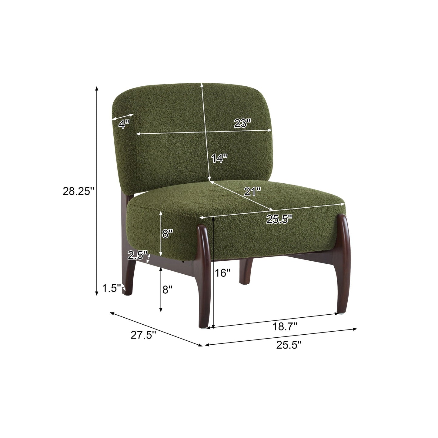 Modern Boucle Lounge Chair With Solid Wood Frame