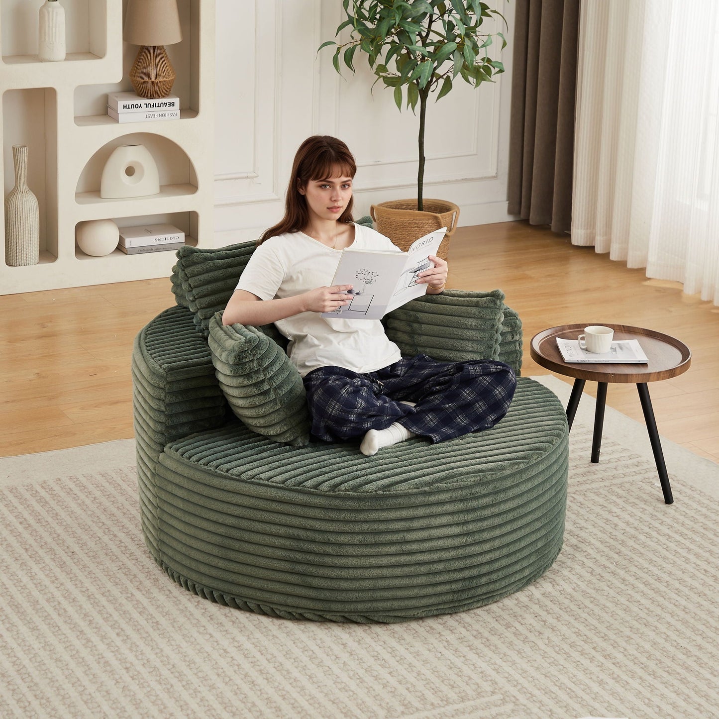 Modern Single Sofa With Backrest Pillow For Living Room