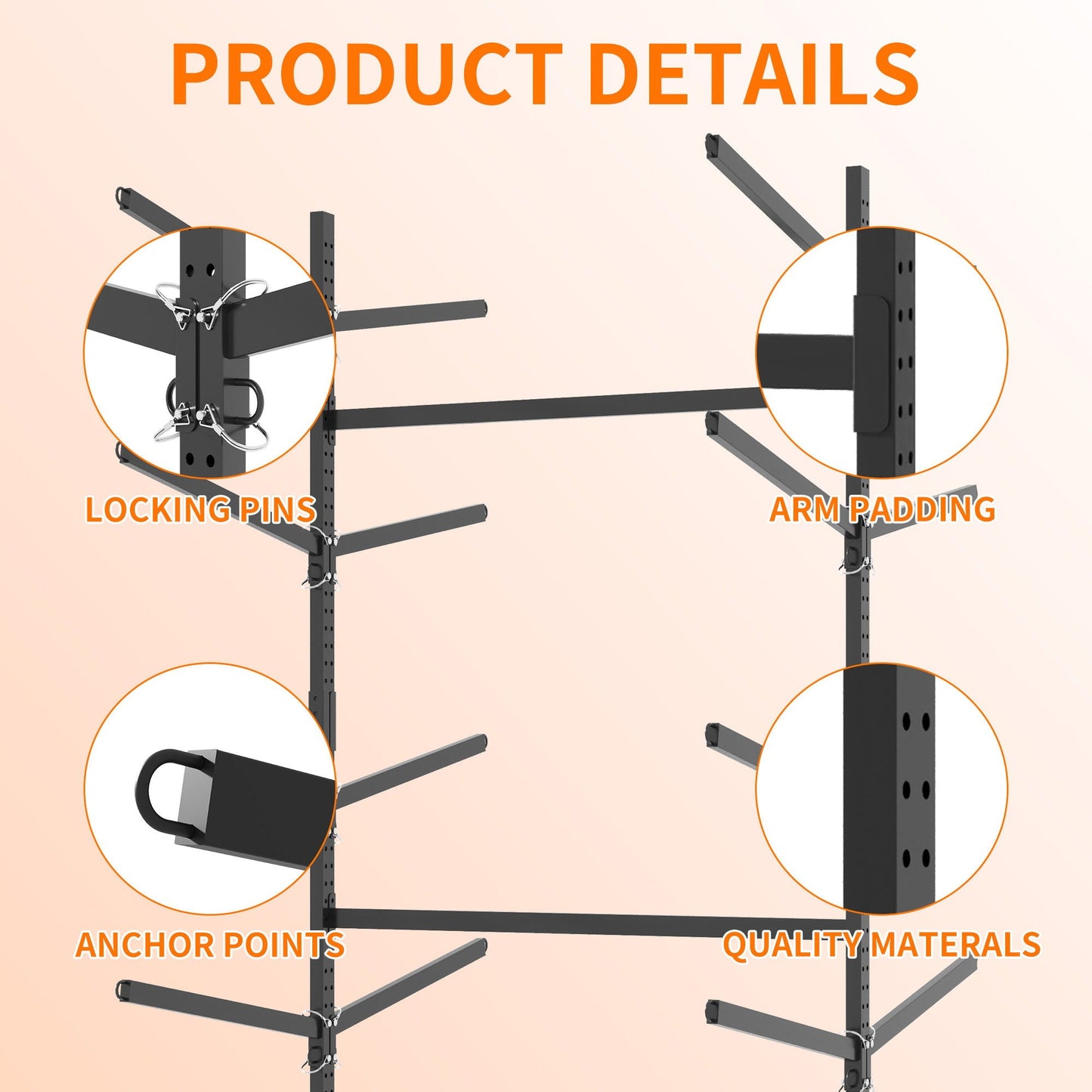 Freestanding Kayak Storage Rack With Lockable Wheels For Kayak, Canoe, Sup & Surfboard