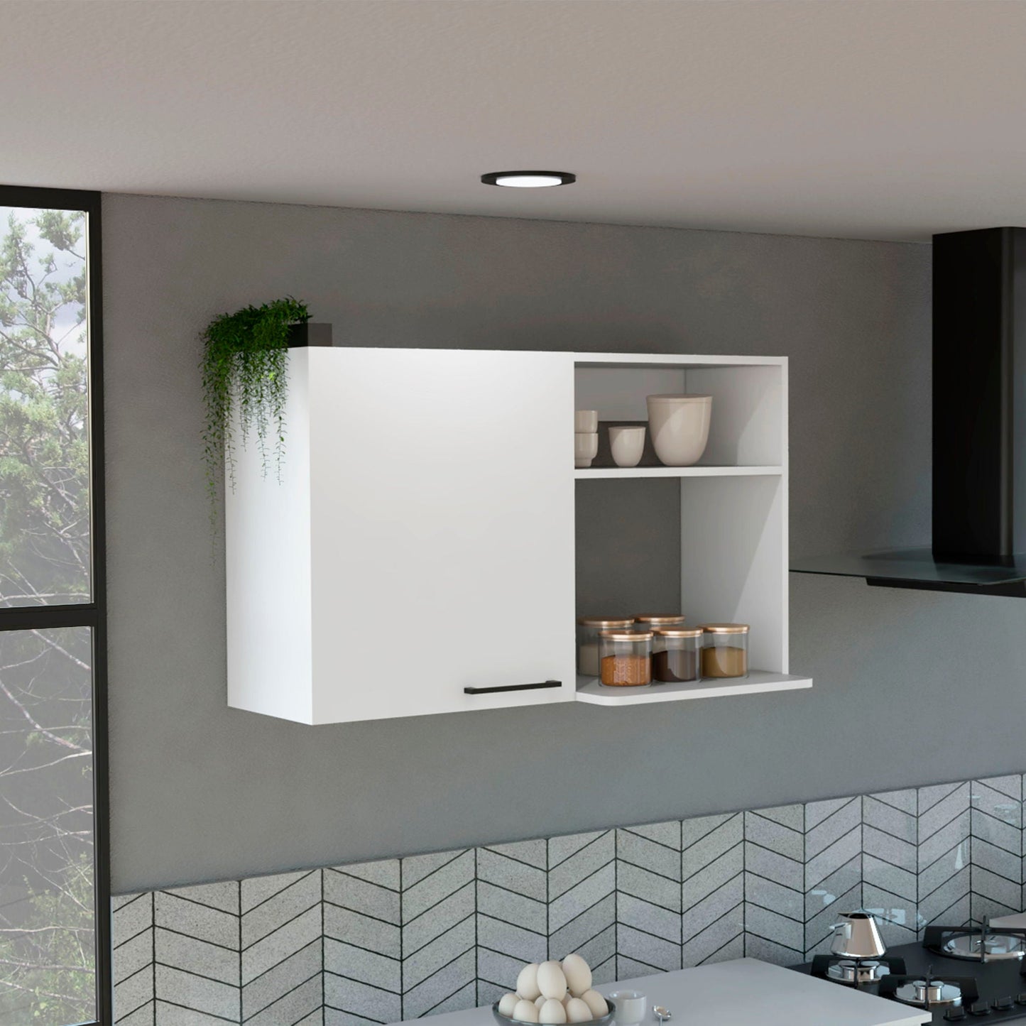Burwood Kitchen Wall Cabinet with 2 Doors and Shelves - White