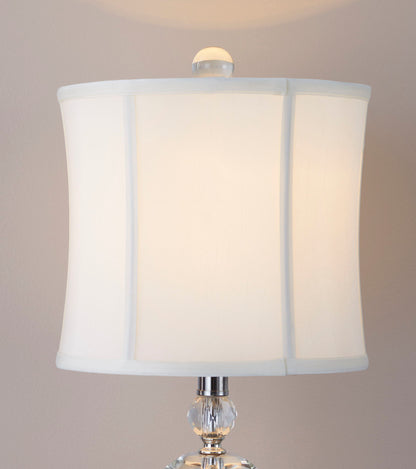 Karat - Contemporary Crystal Table Lamp (Set of 2) - Clear Crystal / Chrome / White Softback