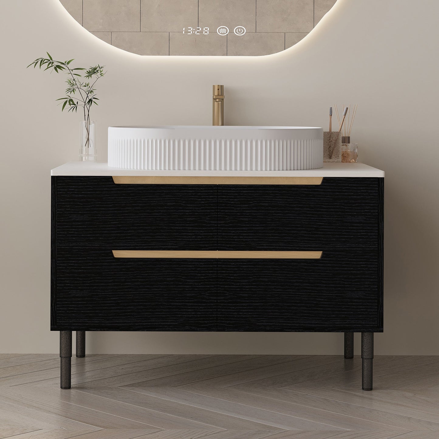 36 Inch Bathroom Vanity with Ceramic Integrated Sink & Soft-Close Drawers