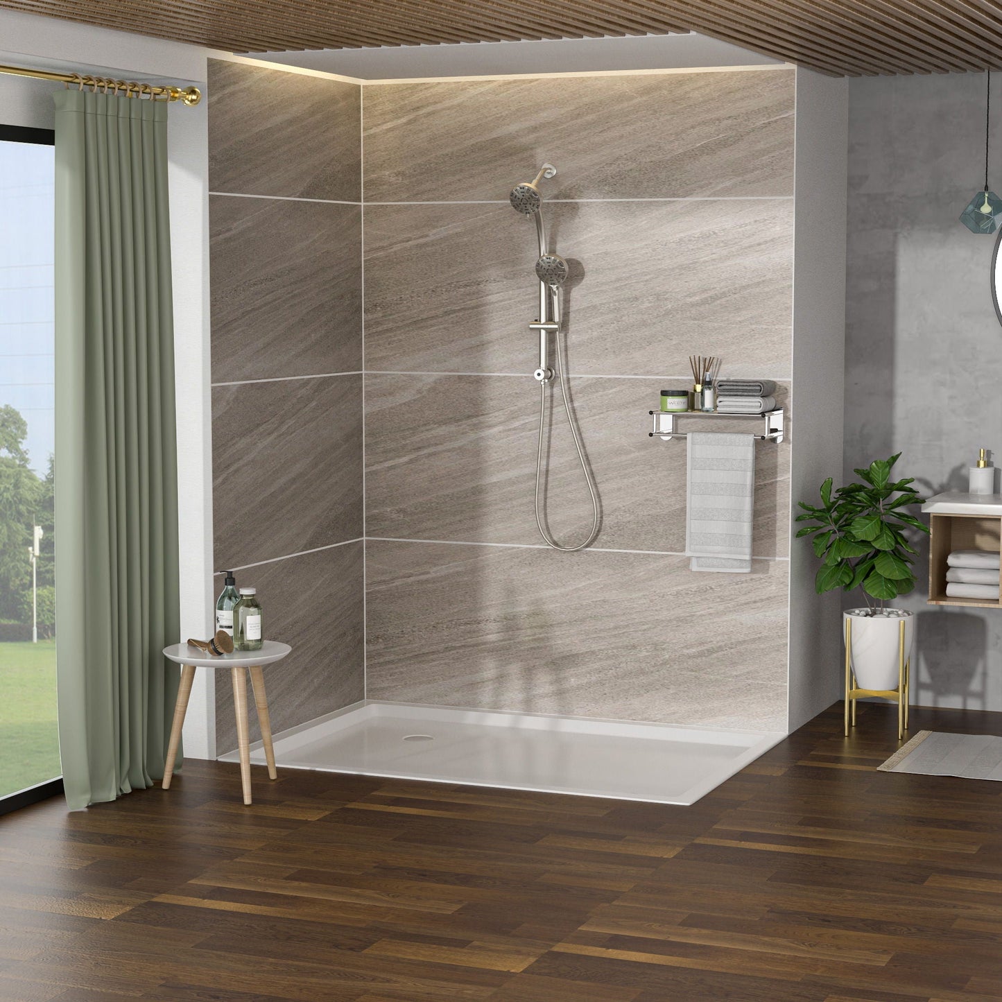 Multi Function Dual Shower Head System With 4.7" Rain Showerhead, 8 Function Hand Shower, Adjustable Slide Bar