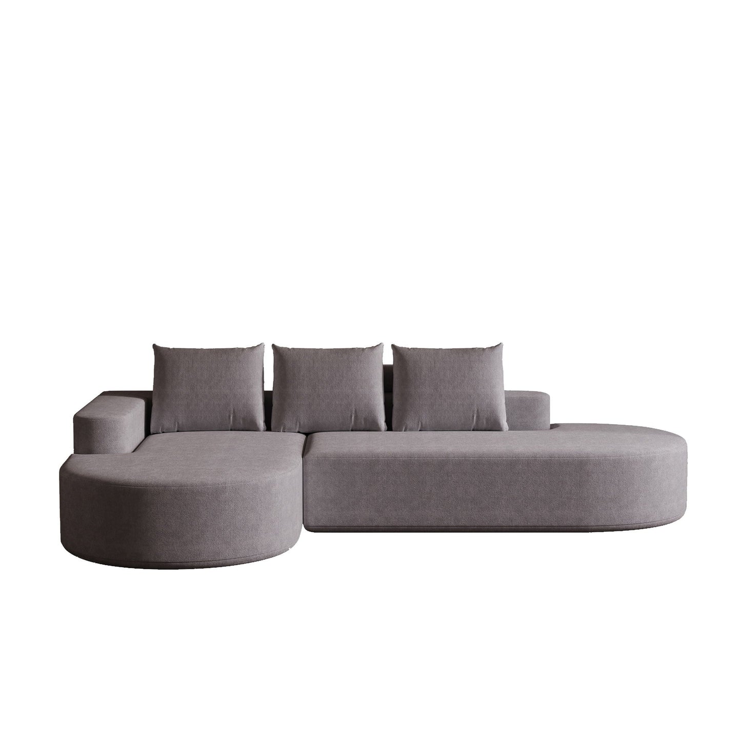 Modern Curved Sofa, L-Shaped Modular Sectional Set With 3 Pillows
