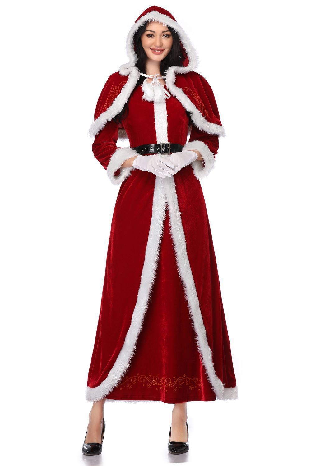 New red and white warm cozy cute long Christmas Robe for women