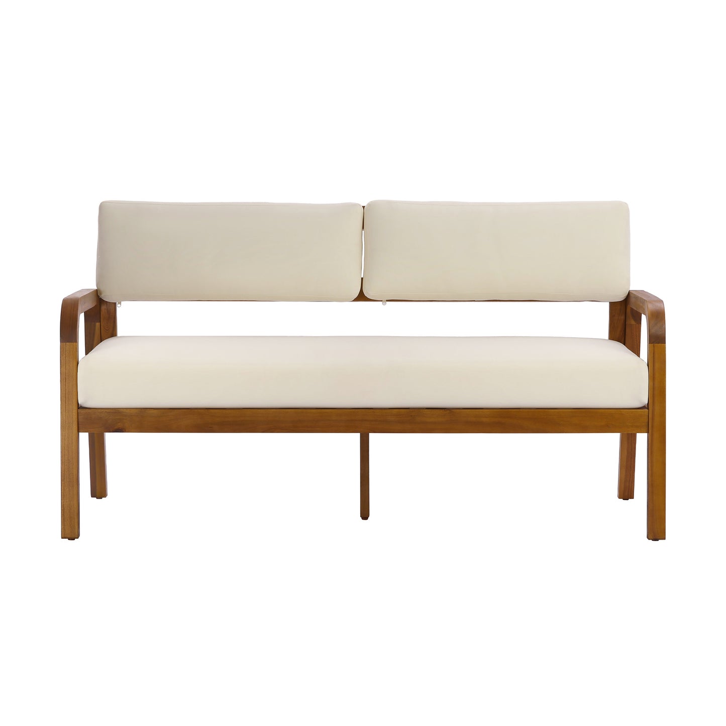 2-Pieces Outdoor Sofa Set with Cushions Teak Acacia Wood