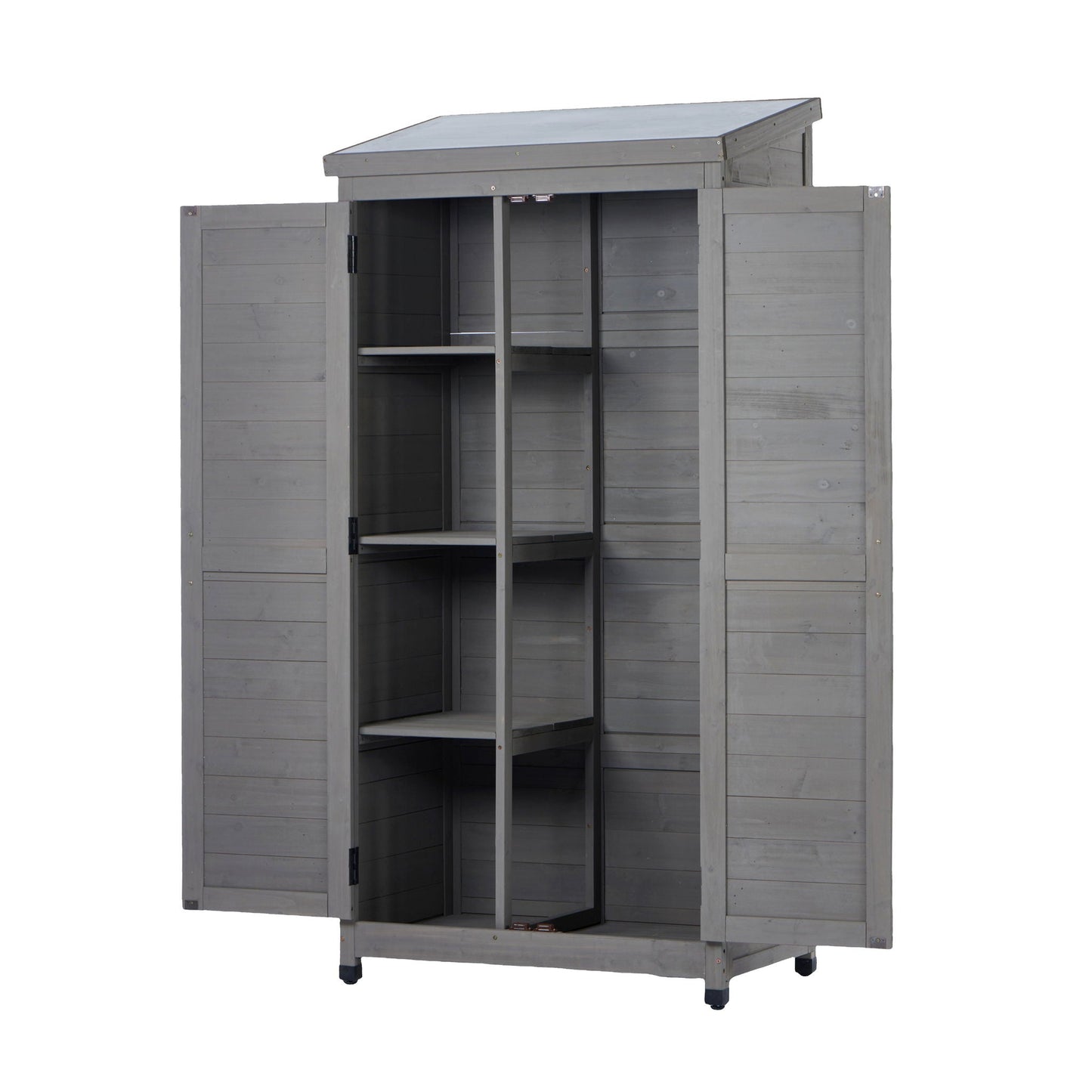 Outdoor Storage Shed With Vertical Tool Cabinet For Backyard