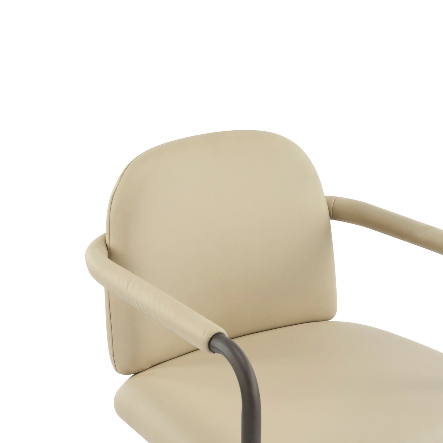Modern Dining Chair Set of 2 with Iron Frame - Espresso / Khaki