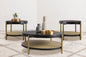 Arini 3-piece Round Coffee and End Table Set Black