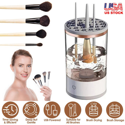 3 In 1 Makeup Brush Blender Cleaner Automatic Makeup Brush Cleaner Machine  USB Powered Brush Drying Storage Suitable For All Types of Brushes