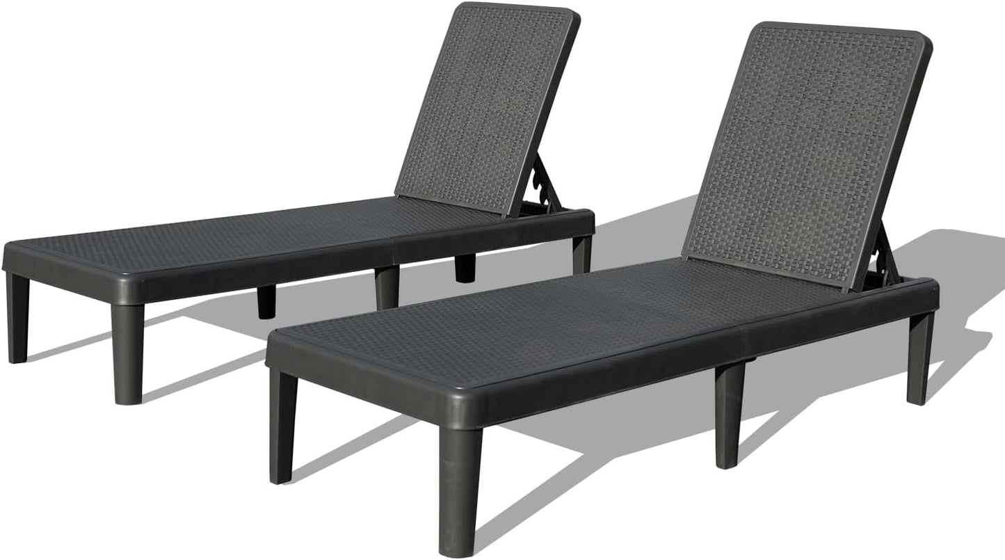 Pool Lounge Chairs Set of 2 with 6-Position Adjustable Backrest