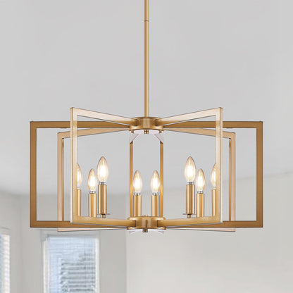 27' Modern Golden Geometric 8-Light Chandelier