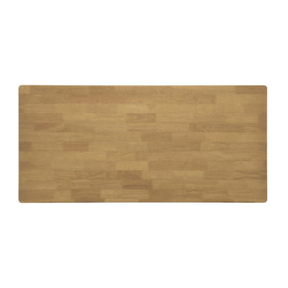 Natural Rubber Wood Dining Table with Rattan Accents