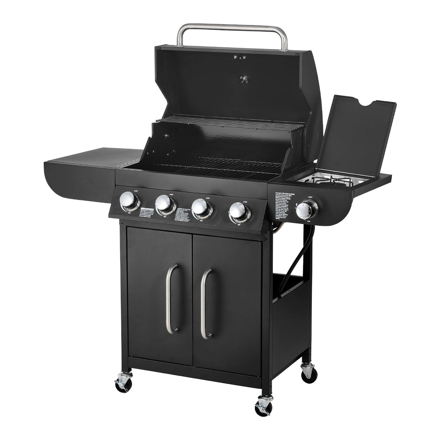 Gas Grill, 4 Burner Propane Gas Grill with Side Burner