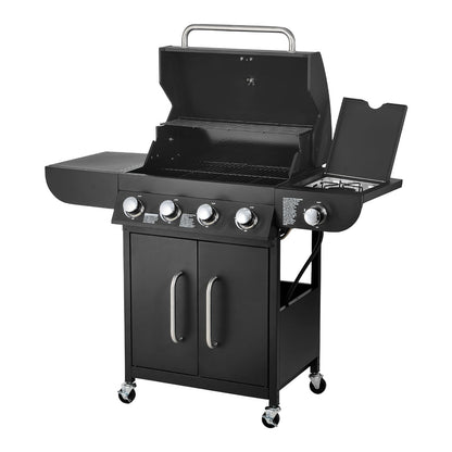 Gas Grill, 4 Burner Propane Gas Grill with Side Burner